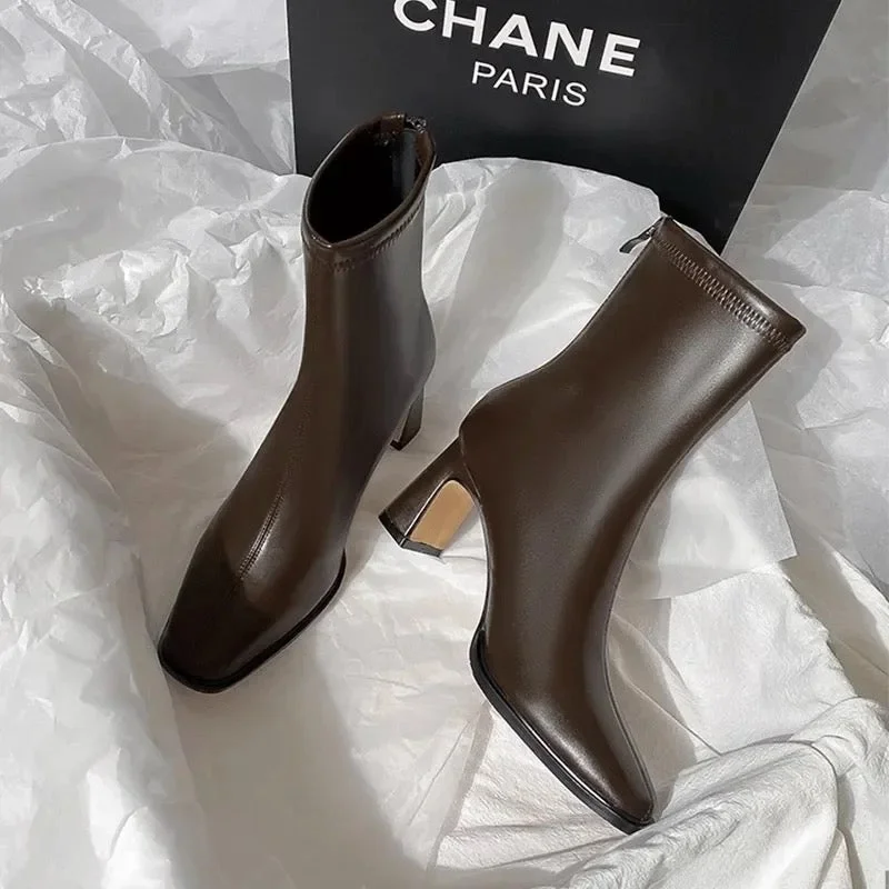 Soft Clothing Desse Short Leather Statement Ankle Boots