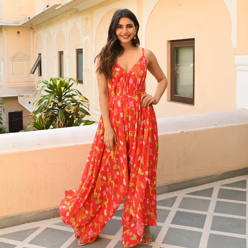 Timeless Outfits Floral Dropcrotch Jumpsuit