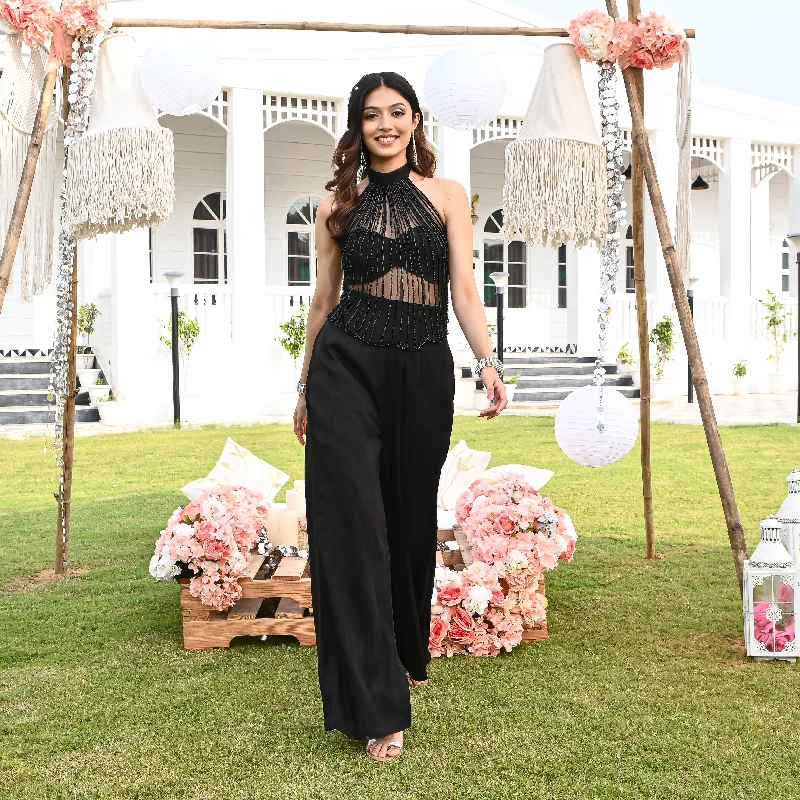 Embroidered Letters Grace Black Co-ord Set