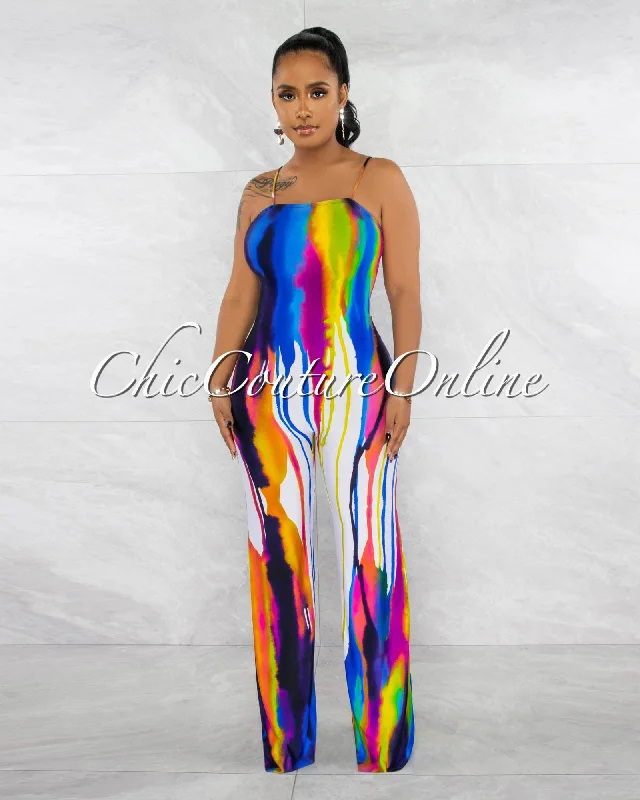 Easy Chic Wear Isaac Multi-Color Print Wide Legs Jumpsuit