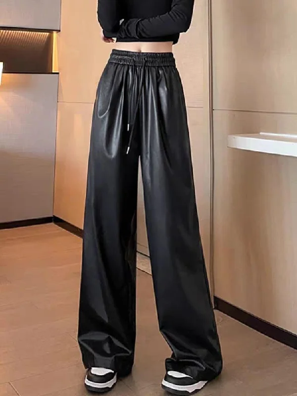 Bright Colors Kemberly Wide Leg Leather Pants
