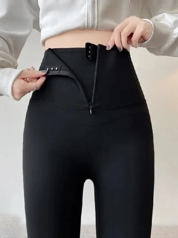Soft Tops Martha Slimming Premium Fleece Leggings with Buttons