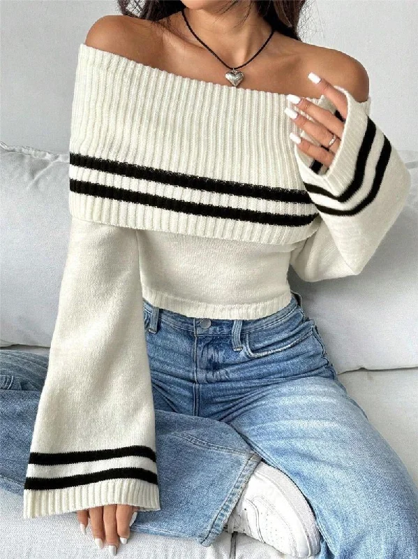 Easy Chic Wear Mayfair Woolen Sweater with Offshoulder Detail