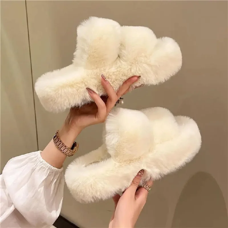 Cozy Fashions Mia Cute  Fuzzy Slippers in White