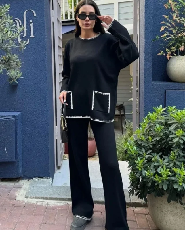 Simple Design Sally Luxe Winter Coord Set- Set of Top and Pants