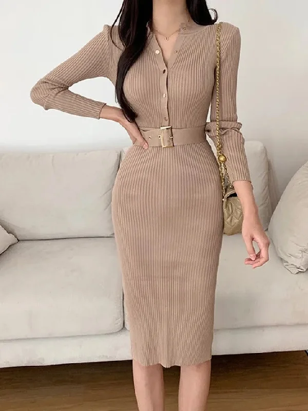 Simple Style Serra Premium Woolen Midi Dress