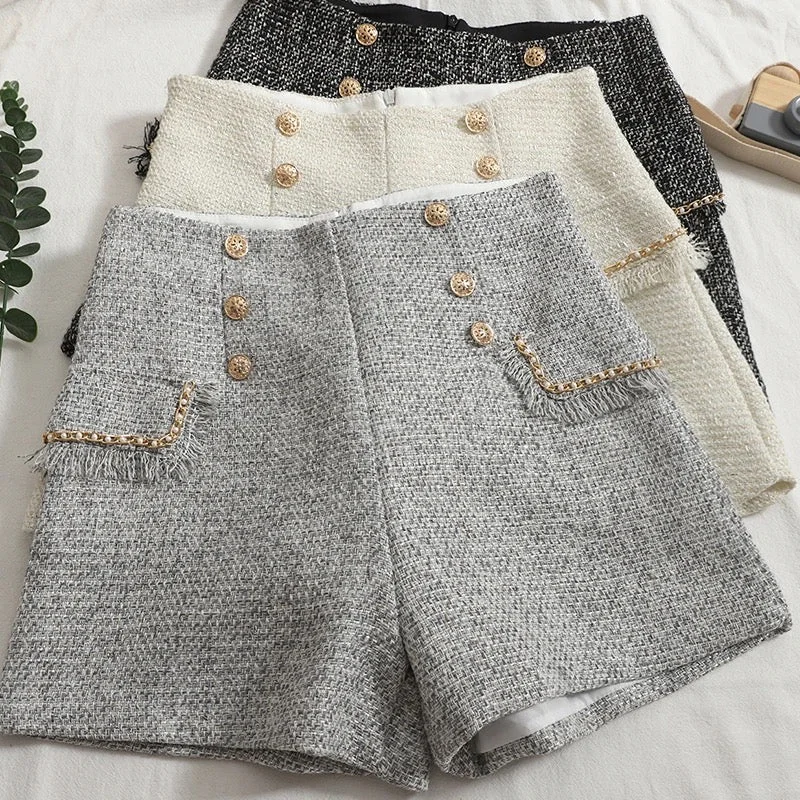 Relaxed Dresses Sula Premium Tweed Shorts with Buttons