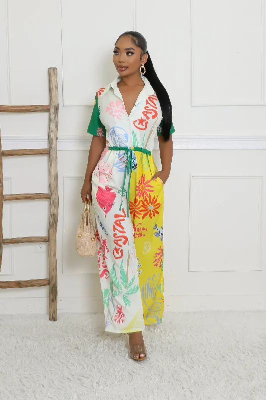 Soft Relaxation Wear Yes Sea Jumpsuit