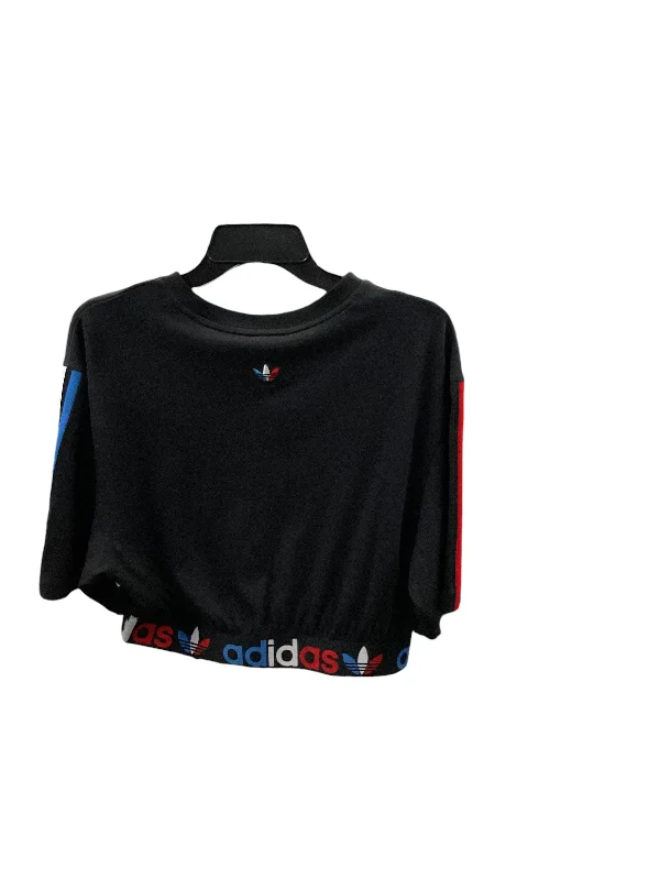 High Street Fashion Athletic Top Short Sleeve By Adidas In Black, Size: L