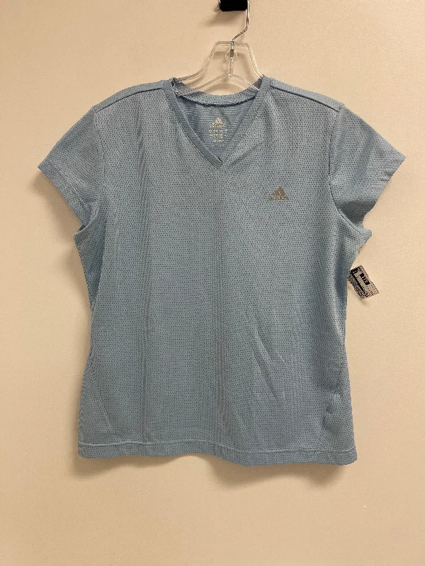 Cozy Fashions Athletic Top Short Sleeve By Adidas In Blue, Size: L