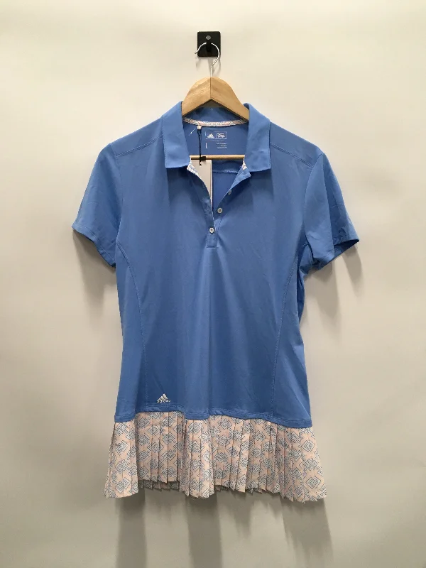 Outdoor Trend Athletic Top Short Sleeve By Adidas In Blue, Size: L