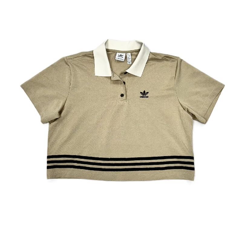 Soft Clothing Athletic Top Short Sleeve By Adidas In Cream & Tan, Size: M