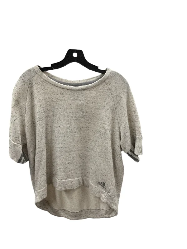 Artistic Temperament Athletic Top Short Sleeve By Adidas In Grey, Size: L