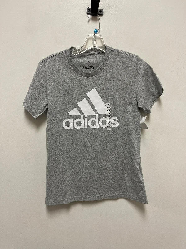 High-end Sense Athletic Top Short Sleeve By Adidas In Grey, Size: S