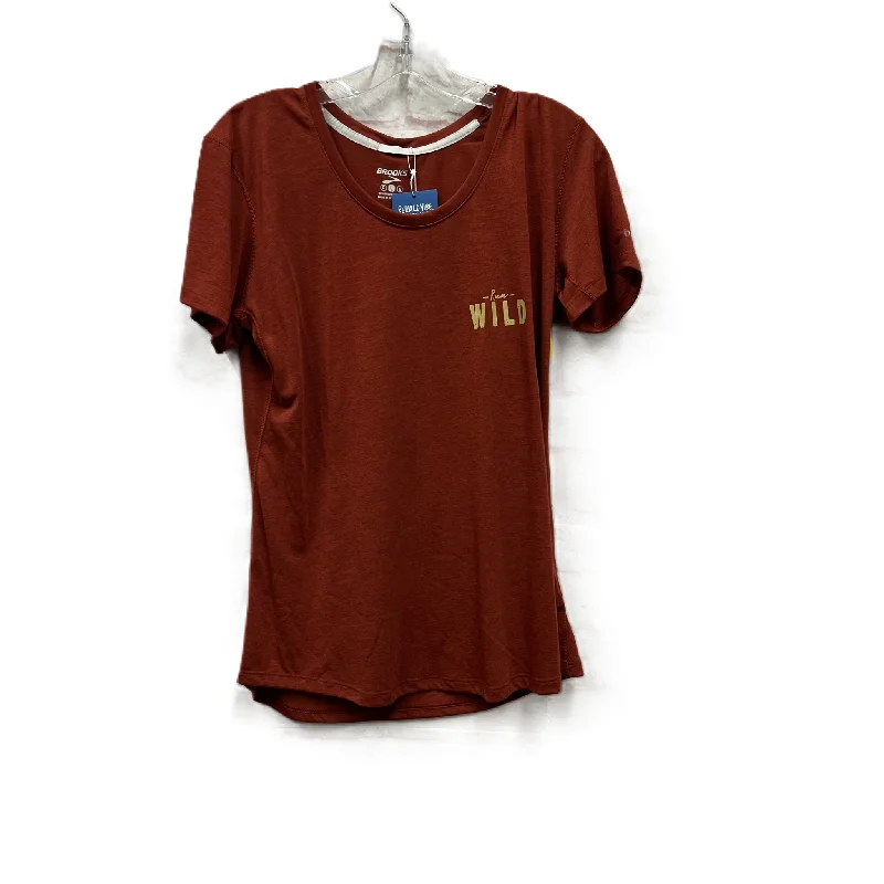 Cozy Chic Trends Athletic Top Short Sleeve By Brooks In Orange, Size: L
