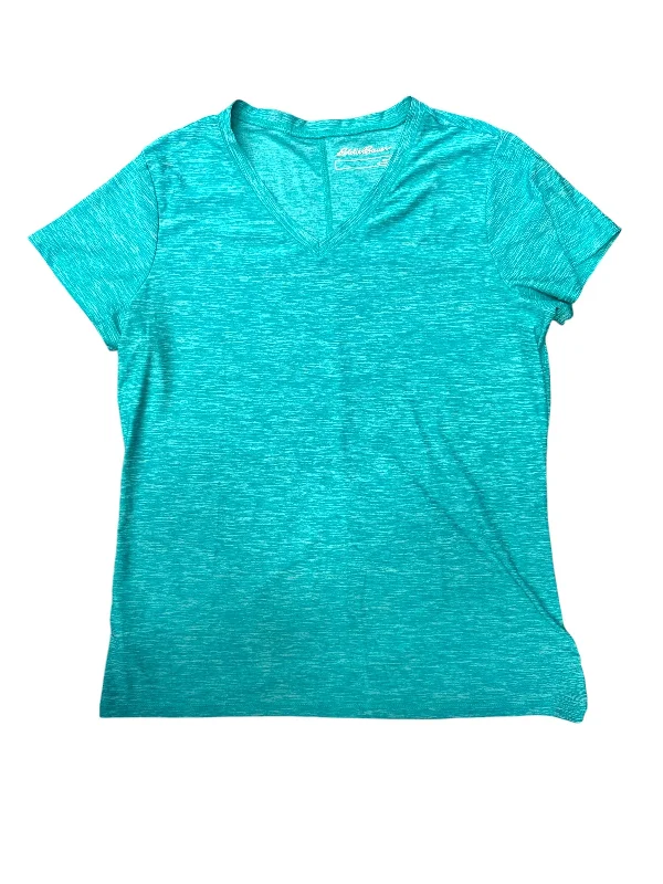 Comfortable And Casual Athletic Top Short Sleeve By Eddie Bauer In Teal, Size: L