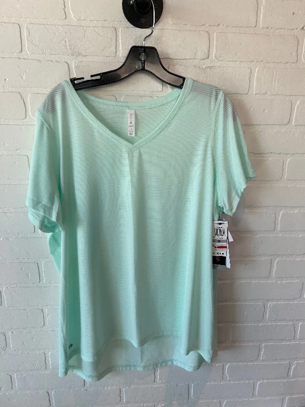 Breathable Style Athletic Top Short Sleeve By Ideology In Green, Size: 1x