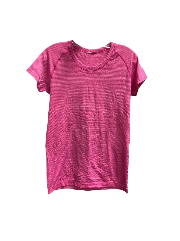 Comfortable Jackets Athletic Top Short Sleeve By Lululemon In Pink, Size: 10