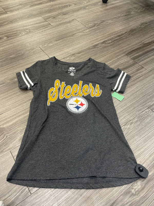 Trendy Casuals Athletic Top Short Sleeve By Nfl In Black & Gold, Size: M