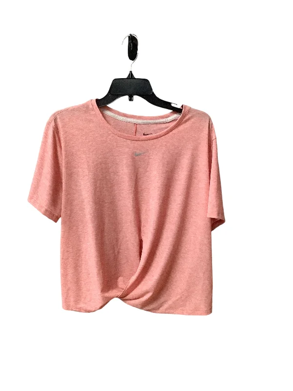 Elegant Series Athletic Top Short Sleeve By Nike Apparel In Pink, Size: Xxl