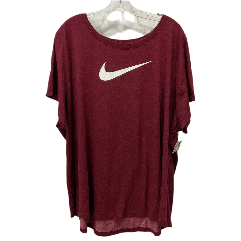 Cozy Pants Athletic Top Short Sleeve By Nike Apparel In Red, Size: 3x