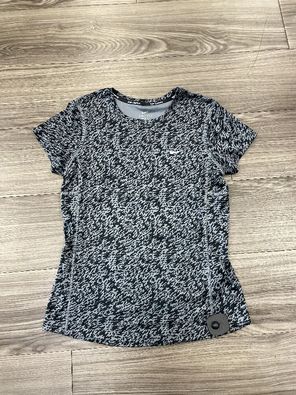 Avant-garde Design Athletic Top Short Sleeve By Nike In Black & Grey, Size: S