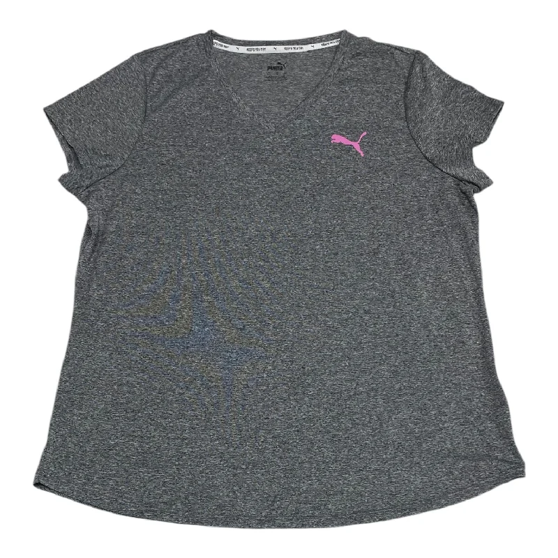 Double-sided Wear Athletic Top Short Sleeve By Puma In Grey, Size: Xl
