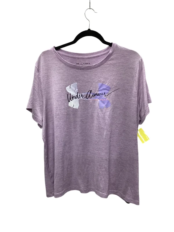 Sporty Comfort Athletic Top Short Sleeve By Under Armour In Purple, Size: 1x