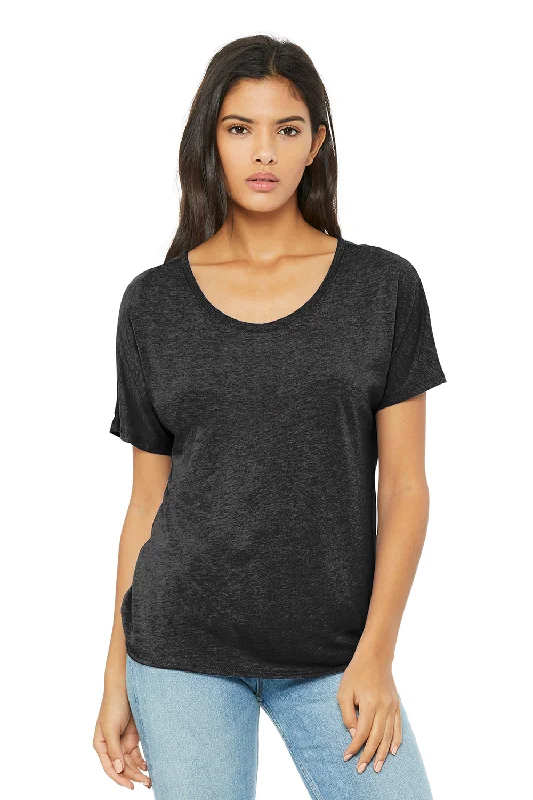 Elegant Series Bella + Canvas Womens Slouchy Short Sleeve Wide Neck T-Shirt - Charcoal Black Triblend