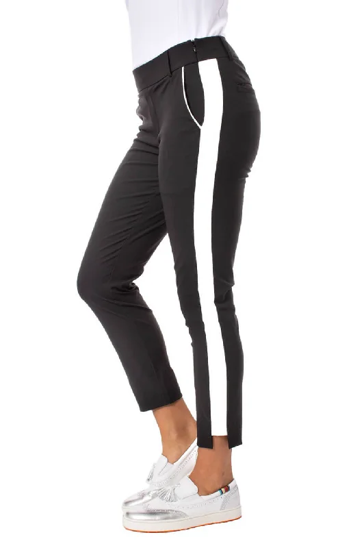 Trendy Layers Black/White Stretch Ankle Pant