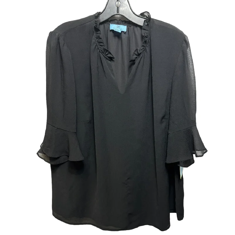Sweet Girl Floral Charm Blouse By Cece In Rich Black, Size: 1x