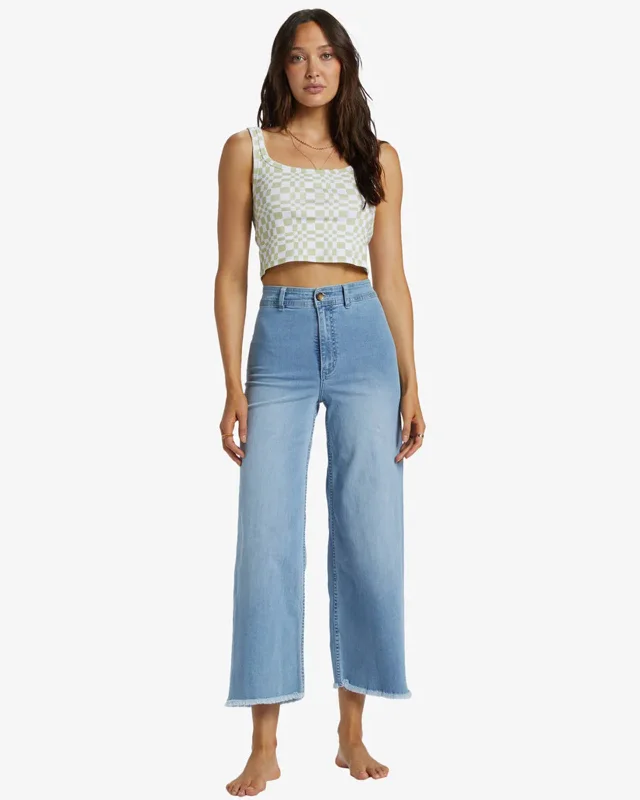 Soft Relaxation Wear Free Fall Indigo Wide-Leg jean