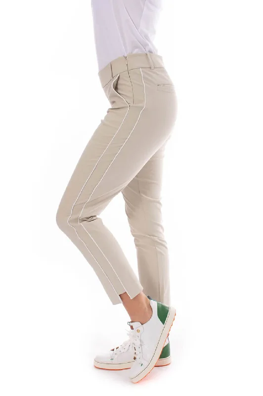 Casual Comfort Wear Khaki Stretch Ankle Pant