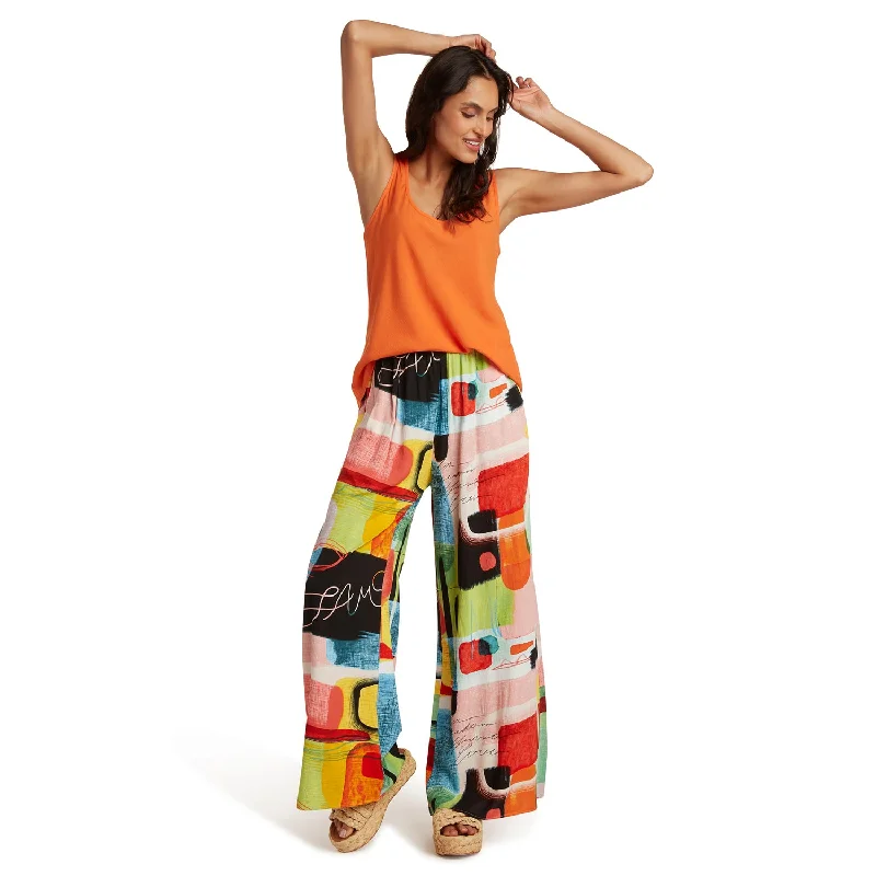 Outdoor Trend Long Wide Leg Pants - Color Block