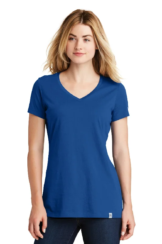 Cozy Shirts New Era Womens Heritage Short Sleeve V-Neck T-Shirt - Royal Blue