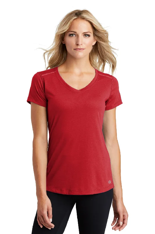 Soft Fabric Looks Ogio Womens Endurance Peak Jersey Moisture Wicking Short Sleeve V-Neck T-Shirt - Ripped Red - Closeout