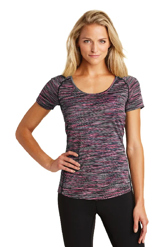 Fresh And Natural Ogio Womens Endurance Verge Jersey Moisture Wicking Short Sleeve Scoop Neck T-Shirt - Fierce Coral Pink Space Dye