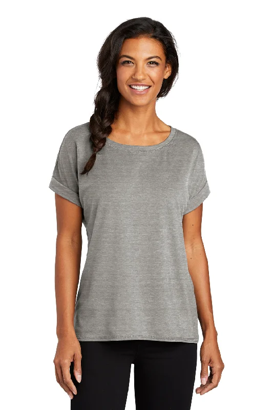 Elegant Fit Ogio Womens Luuma Jersey Moisture Wicking Short Sleeve Crewneck T-Shirt - Heather Petrol Grey - Closeout