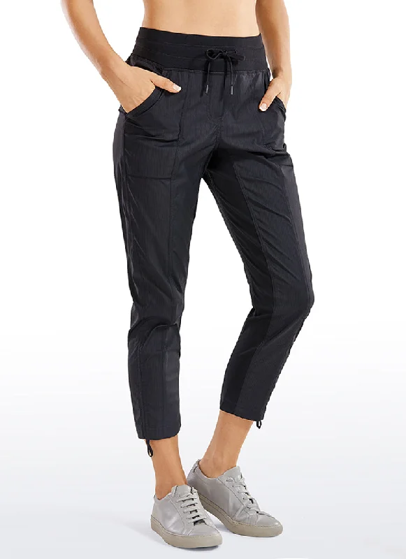 All-Day Outfits Striped Pants with Pockets 25''- Cinched Leg