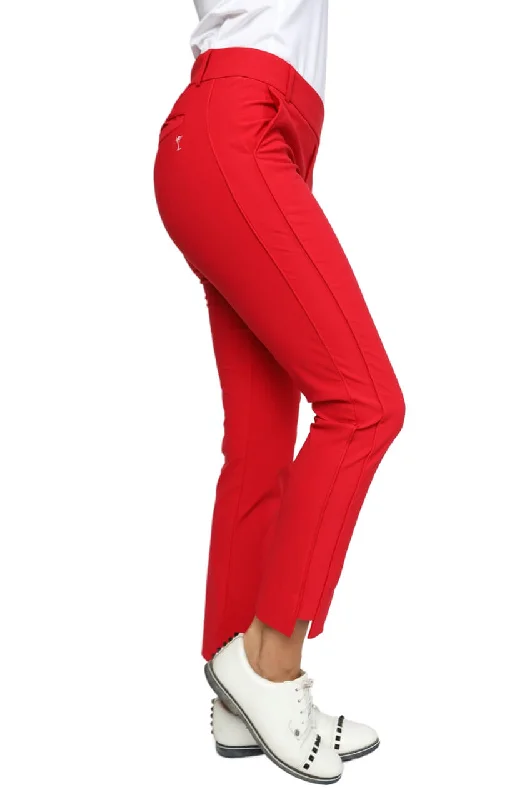 Easy Wear Chic Red Stretch Ankle Pant