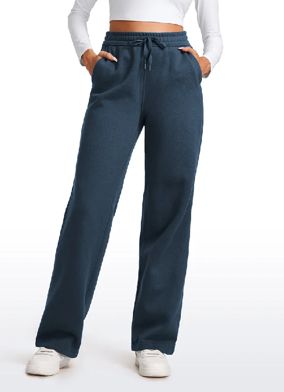 Celebrity Style Cotton Fleece Lined Straight Leg Sweatpants 30''