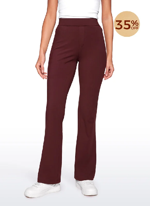 Nightclub Style Stretch Flared Pants with Zip Pockets 31"