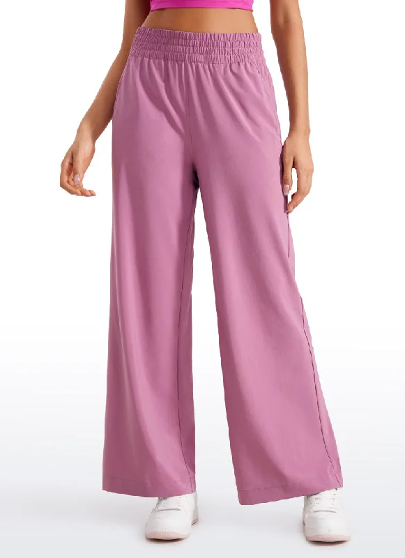 Retro Fashion Feathery-Fit Soft High Rise Wide Leg Pants with Pockets 30"