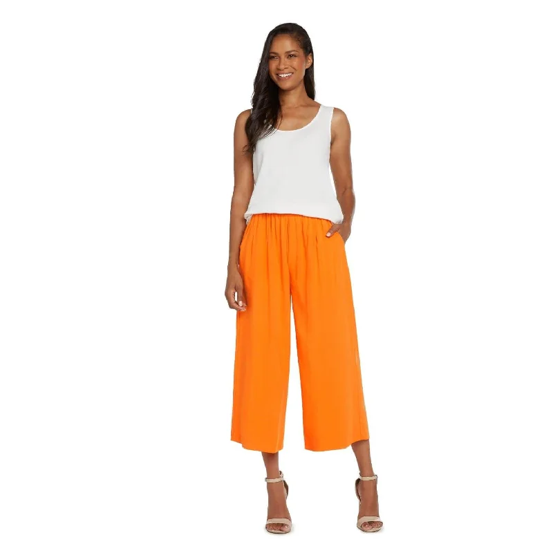 Elegant Tailoring Solid Wide Leg Crop - Apricot