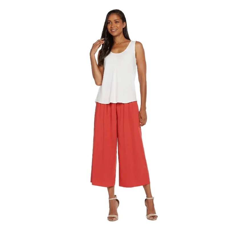 Noble And Elegant Solid Wide Leg Crop - Cardinal