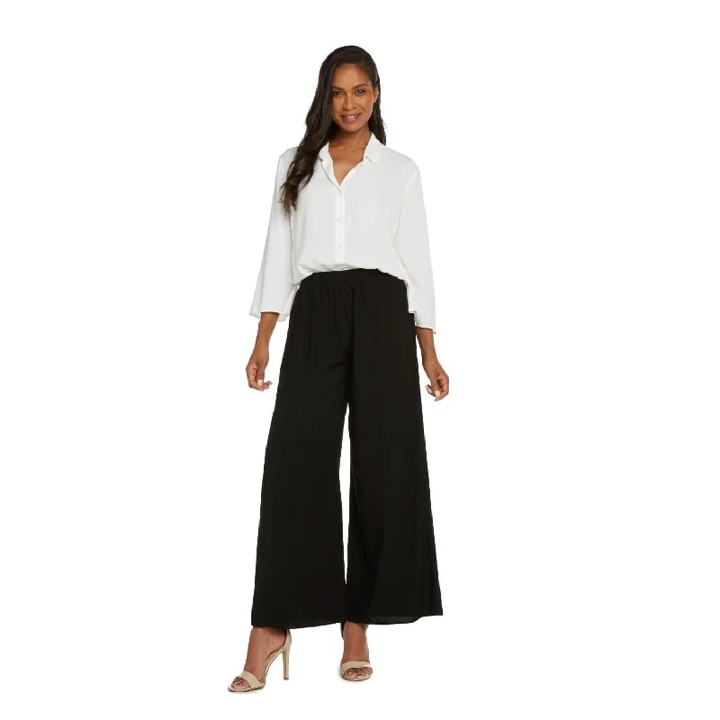 Trendy Traveler Solid Long Wide Leg Pants - Black