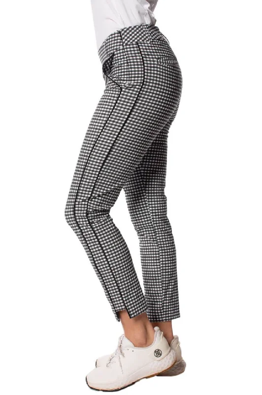 Cozy Essentials Wear Black/White Checkered Stretch Ankle Pant