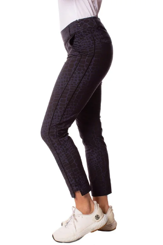 Soft Trends Black/Navy Snakeskin Stretch Ankle Pant