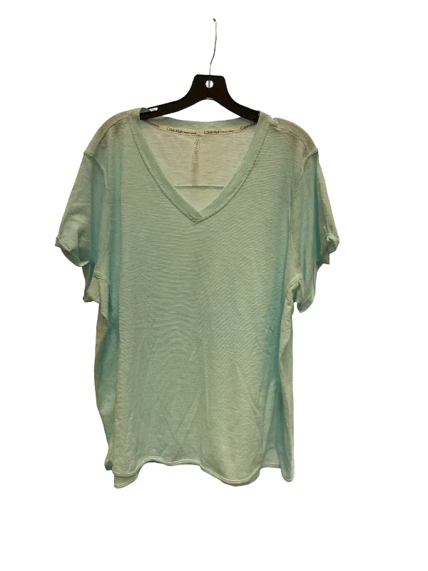 Fashion Design Top Short Sleeve Basic By Calvin Klein Performance In Blue, Size: 3x