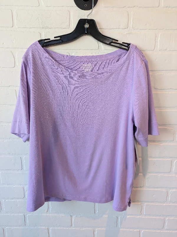 Soft Fabric Looks Top Short Sleeve Basic By Chicos In Purple, Size: Xl